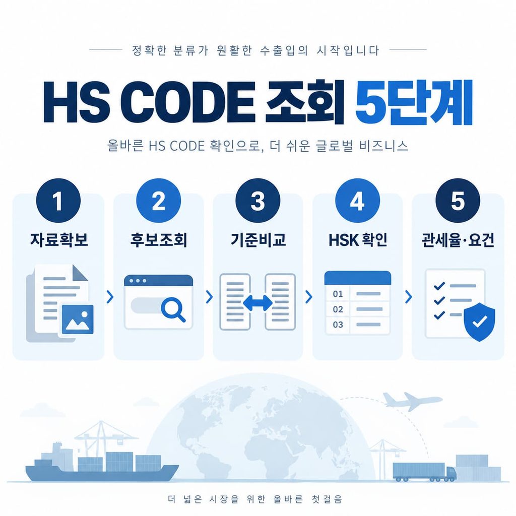 HS CODE 조회 5단계 제품자료 후보조회 분류기준 HSK 관세율 확인