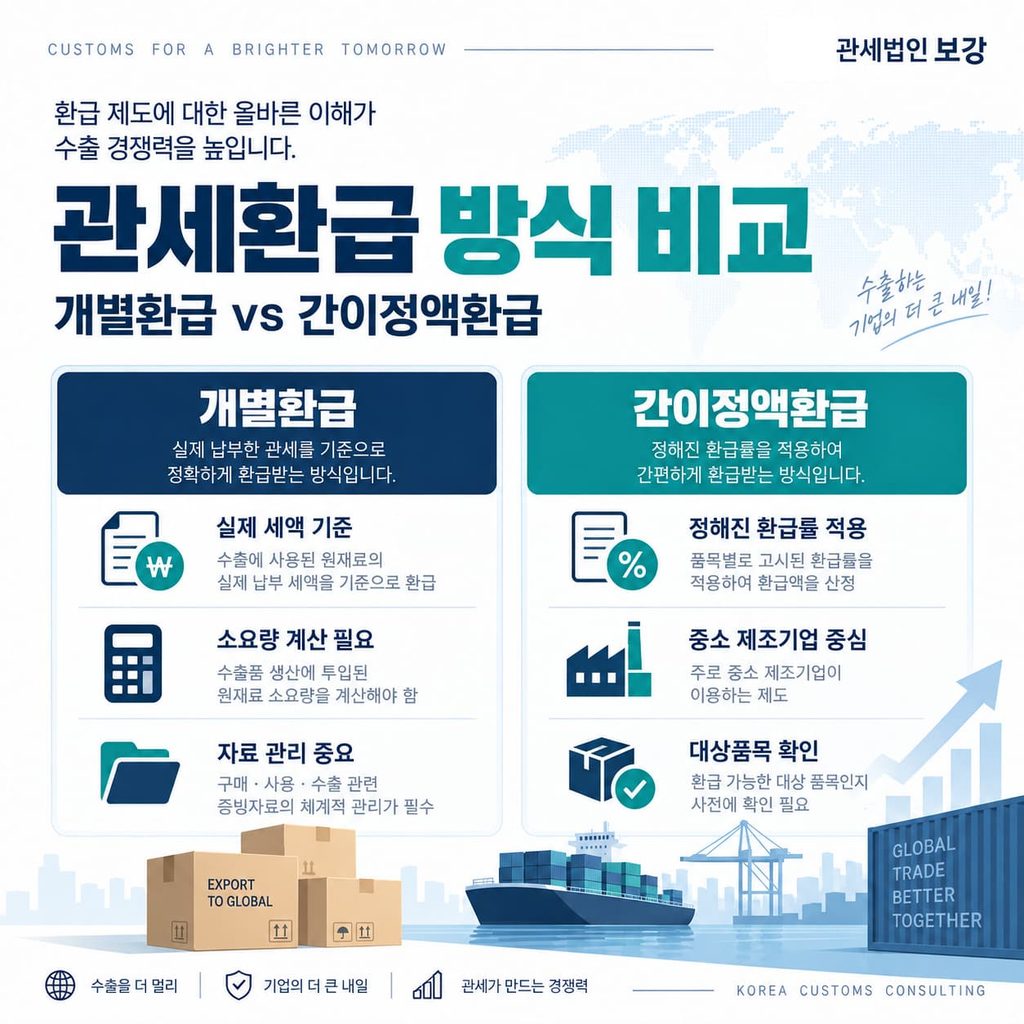 관세환급 개별환급과 간이정액환급 차이