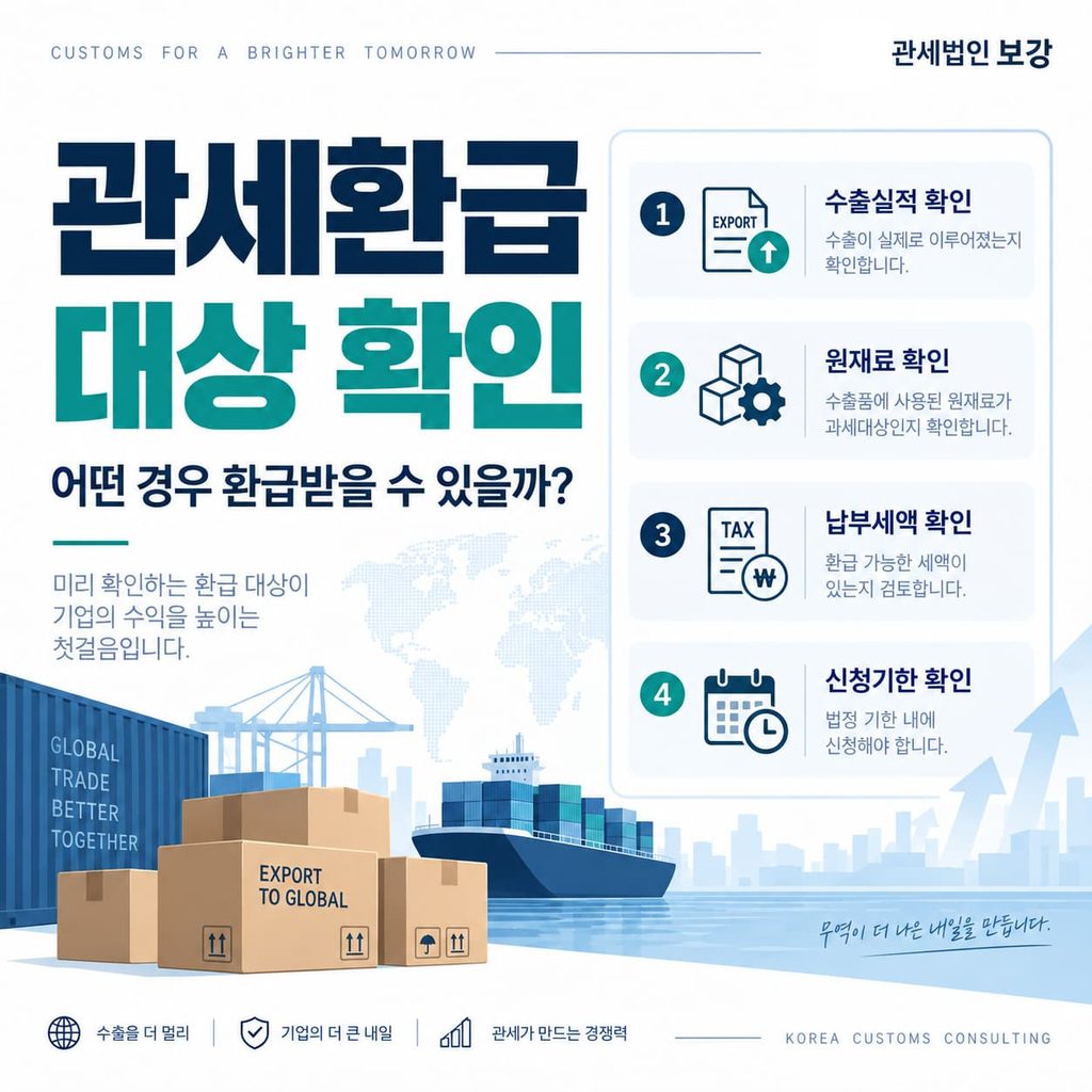 관세환급 대상 확인 수출용 원재료 수출 납부세액