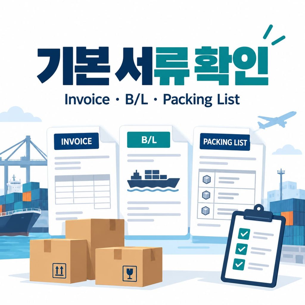 수입신고 기본서류 Invoice B/L Packing List 확인