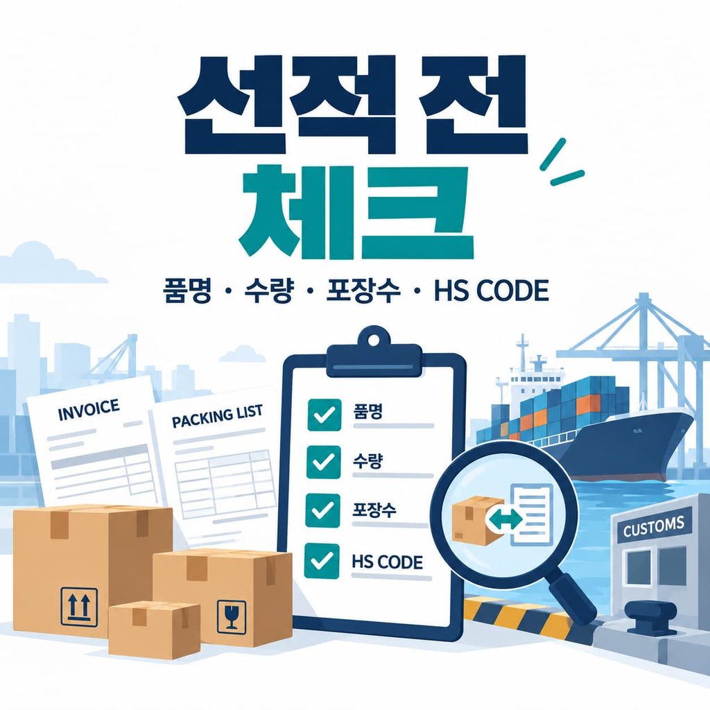 수입신고 필요서류 선적 전 품명 수량 포장수 HS CODE 체크