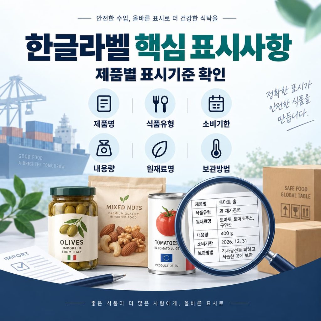 수입식품 한글표시 한글라벨 핵심 표시사항